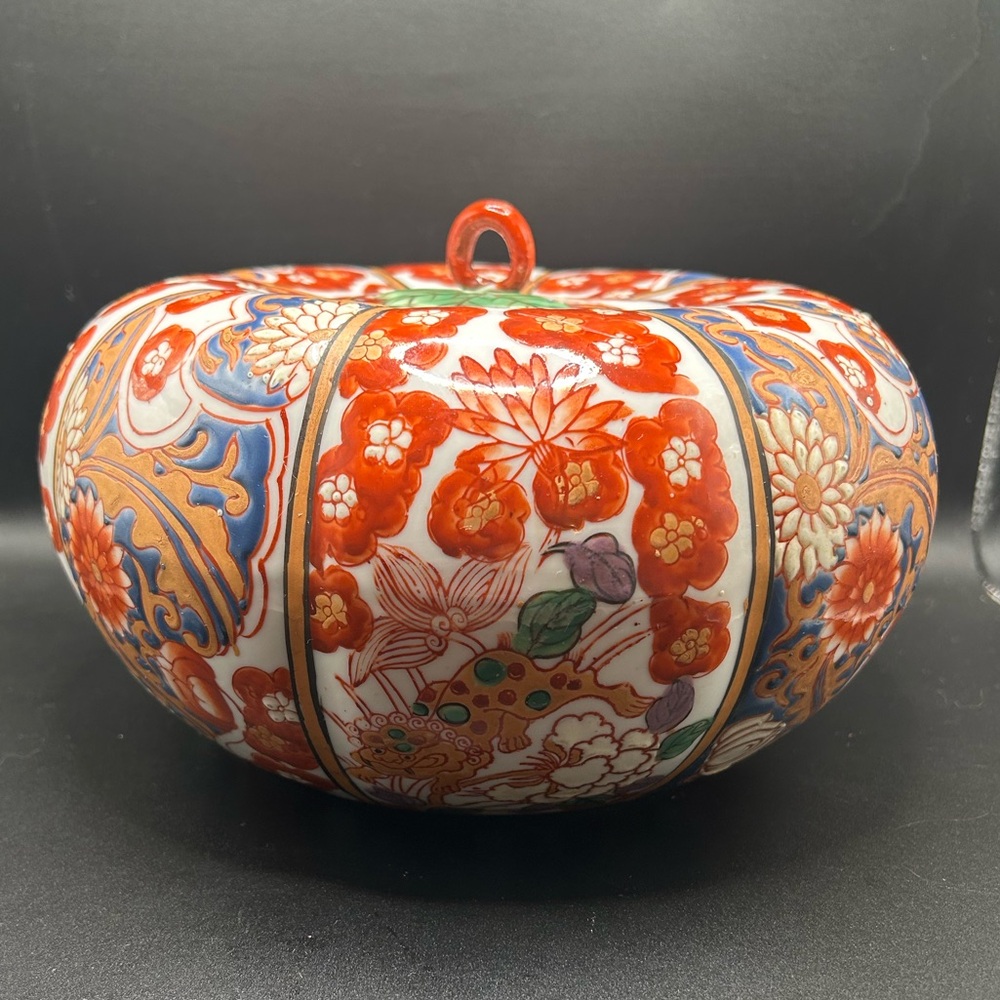 Imari Porcelain Pumpkin Shaped Jar - Chien Lung Period